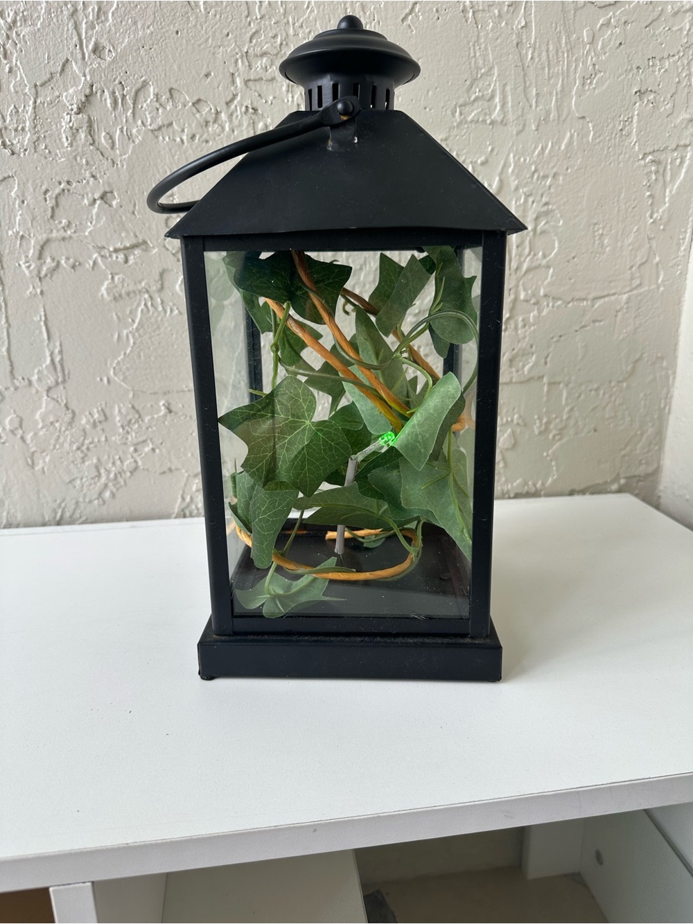 Black Decorative Lantern with Faux Ivy